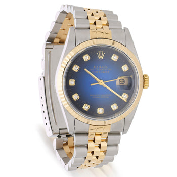 Rolex Datejust 16233 Blue Gradient Factory Diamond Dial Watch – Assay Jewelers