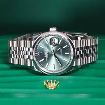 Rolex Datejust 36mm 126200 Mint Green Dial Steel 2023 Jubilee Watch – Assay Jewelers