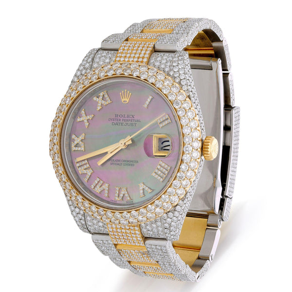Rolex Datejust 41mm 18K Two-Tone 20 Carat Diamond Bust Down MOP Dial Iced Watch