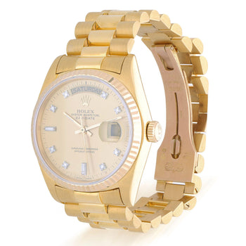 Rolex Day-Date 18038 Champagne Diamond Dial 18K Gold 36mm Circa 1978 Watch – Assay Jewelers