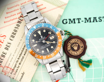 Rolex GMT-Master 1675 Pepsi Gilt Chapter Ring Dial PCG Box/Papers 1964 Year – Assay Jewelers