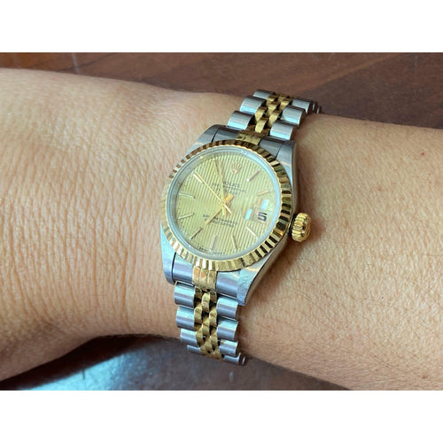 Rolex Ladies DateJust 26mm Gold Dial With Two-Tone Jubilee Strap