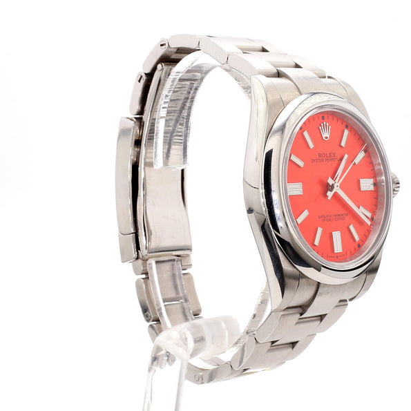 Rolex Oyster Perpetual 41mm 124300 Coral Red Dial 1996 Vintage Watch