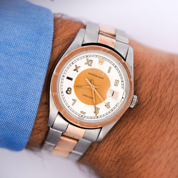 Rolex Oyster Precision 34mm Two-Tone Rose Gold Steel Rare Dial 1978 Watch – Assay Jewelers