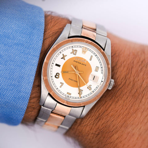 Rolex Oyster Precision 34mm Two-Tone Rose Gold Steel Rare Dial 1978 Watch