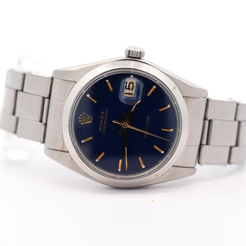 Rolex Oysterdate Precision Ref. 6694 Blue Dial 34mm Stainless Steel Wristwatch – Assay Jewelers