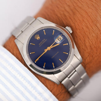 Rolex Oysterdate Precision Ref. 6694 Blue Dial 34mm Stainless Steel Wristwatch – Assay Jewelers