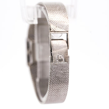 Rolex Precision 2157 Ladies 18k White Gold Diamond Bezel Blue Dial Watch 1972 – Assay Jewelers