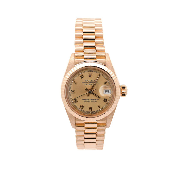 Rolex President Datejust 26mm Fluted 18K Gold Ladies Watch
