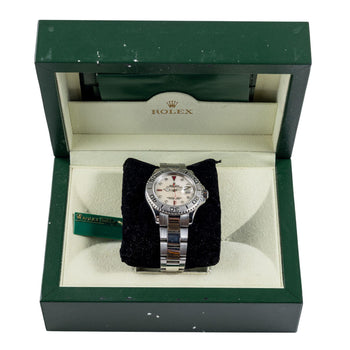 Rolex Yachtmaster 16622 40mm Platinum Bezel Ruby Gem Dial Steel Oyster Watch – Assay Jewelers