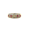 Ruby and Diamond Art Deco Square Pattern Vintage Ring