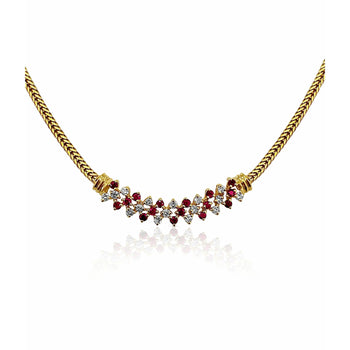 Collier cluster en or massif 14 carats avec rubis et diamant – Assay Jewelers