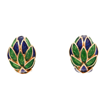 Tiffany & Co. 18K Gold Green and Blue Enamel Earring and Bracelet Set – Assay Jewelers