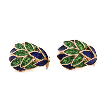 Tiffany & Co. Vintage Green and Blue Enamel 18K Gold Clip-On Earrings – Assay Jewelers