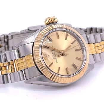 Two Tone Ladies Rolex Ref. 6619 25mm Dial Oyster Perpetual Watch – Assay Jewelers