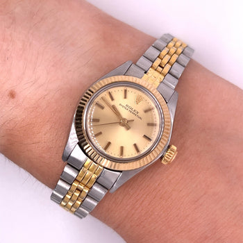 Two Tone Ladies Rolex Ref. 6619 25mm Dial Oyster Perpetual Watch – Assay Jewelers
