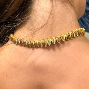 Van Cleef & Arpels 18K Gold Leaf Diamond Vintage Retro Choker Necklace – Assay Jewelers
