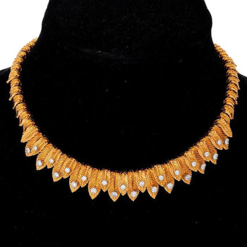 Van Cleef & Arpels 18K Gold Leaf Diamond Vintage Retro Choker Necklace – Assay Jewelers