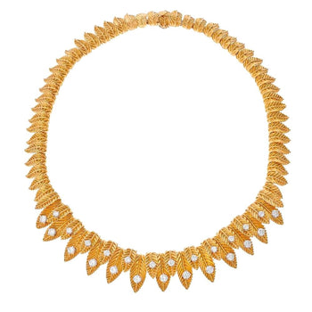 Van Cleef & Arpels 18K Gold Leaf Diamond Vintage Retro Choker Necklace – Assay Jewelers
