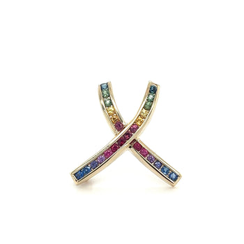 Vintage 1 CTTW X Shape Multi Color Progress Pride Rainbow Sapphire Pin – Assay Jewelers