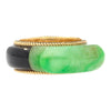 Vintage 11,40 geschnitzter Jade mit Onyx Band Ring in 14K Gelbgold