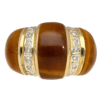 Vintage 14K Yellow Gold Tigers Eye & Diamond Dome Ring – Assay Jewelers