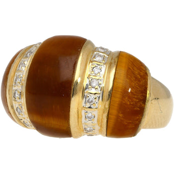 Vintage 14K Yellow Gold Tigers Eye & Diamond Dome Ring – Assay Jewelers