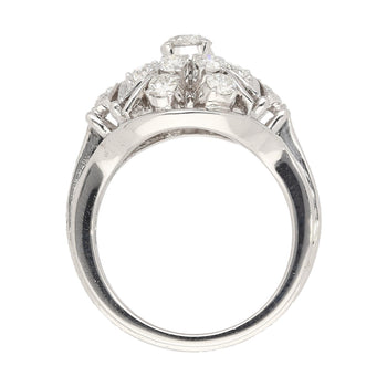 Bague fleur Anciens avec diamant taille old euro-cut de 1,30 carat en or blanc 14k – Assay Jewelers
