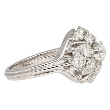 Bague fleur de style Anciens, diamant Old Euro-Cut 1,30 carat, or blanc 14k – Assay Jewelers