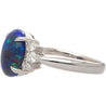 Vintage 2 Carat Oval Black Opal & Diamond 3 Stone Platinum Ring GIA Certified