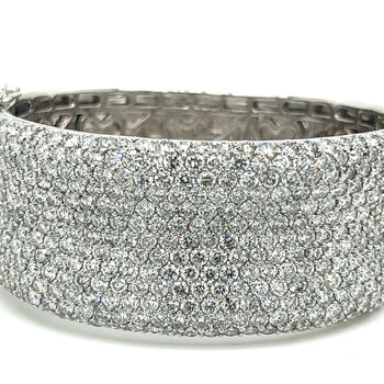 Vintage 20.40 CTW Round Cut Diamond Encrusted 14K White Gold Bangle Bracelet – Assay Jewelers