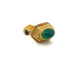 Vintage 22K Gold Egyptian Revival Cabochon Cut Emerald and Garnet Ring