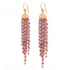 Vintage 22K Gold Pink Tourmaline Bead Indian Chandelier Drop Earrings