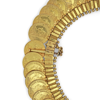 Vintage 22K Gold Queen Victoria Coin Collar Necklace & Cluster Earrings Set – Assay Jewelers