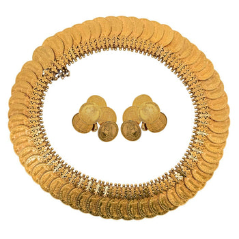 Vintage 22K Gold Queen Victoria Coin Collar Necklace & Cluster Earrings Set – Assay Jewelers