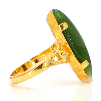 Vintage 25mm Green Nephrite Jade 18K Gold Cocktail Statement Ring – Assay Jewelers