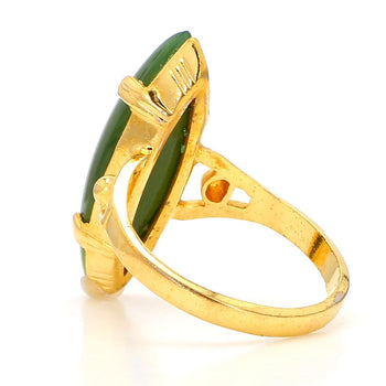 Vintage 25mm Green Nephrite Jade 18K Gold Cocktail Statement Ring – Assay Jewelers