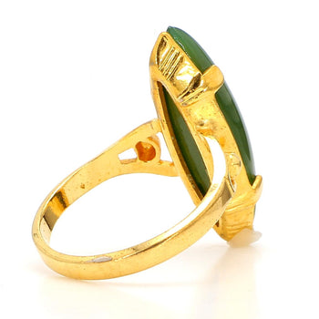 Vintage 25mm Green Nephrite Jade 18K Gold Cocktail Statement Ring – Assay Jewelers