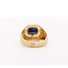 Vintage 2.5 Carat Emerald Cut Blue Sapphire & Diamond Matte Finish Mens Ring