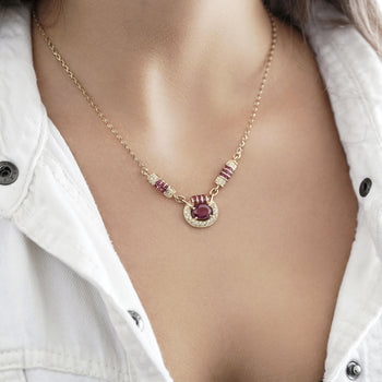Vintage 2.70 Carat Oval Cut Ruby & Diamond 14K Gold Retro Pendant Necklace – Assay Jewelers