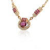 Vintage 2.70 Carat Oval Cut Ruby & Diamond 14K Gold Retro Pendant Necklace