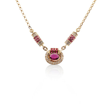 Vintage 2.70 Carat Oval Cut Ruby & Diamond 14K Gold Retro Pendant Necklace – Assay Jewelers