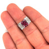 Vintage 3 Carat Radiant Cut Vivid Pink/Purple Tourmaline and Diamond Platinum Ring