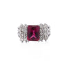 Vintage 3 Carat Radiant Cut Vivid Pink/Purple Tourmaline and Diamond Platinum Ring