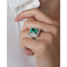 Vintage 3.31 Carat Minor Oil Colombian Emerald and Diamond Cluster Ring in Platinum