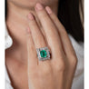 Vintage 3.31 Carat Minor Oil Colombian Emerald and Diamond Cluster Ring in Platinum