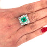 Vintage 3.31 Carat Minor Oil Colombian Emerald and Diamond Cluster Ring in Platinum