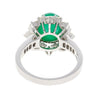 Vintage 3.32 Carat Cabochon Emerald and Diamond Halo Ring in 14K White Gold