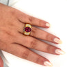 Vintage 4.5 Carat Oval Natural Rubellite Tourmaline & Diamond 18k Ring