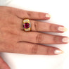 Vintage 4.5 Carat Oval Natural Rubellite Tourmaline & Diamond 18k Ring